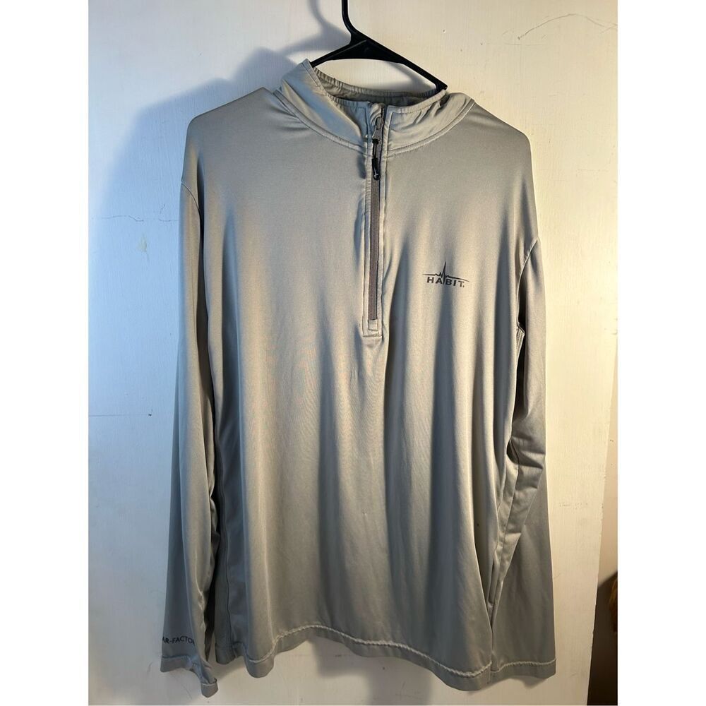 Habit Solar Factor Ls gray 1/4 zipper Mens large rn#106699 UPF 40+‎
